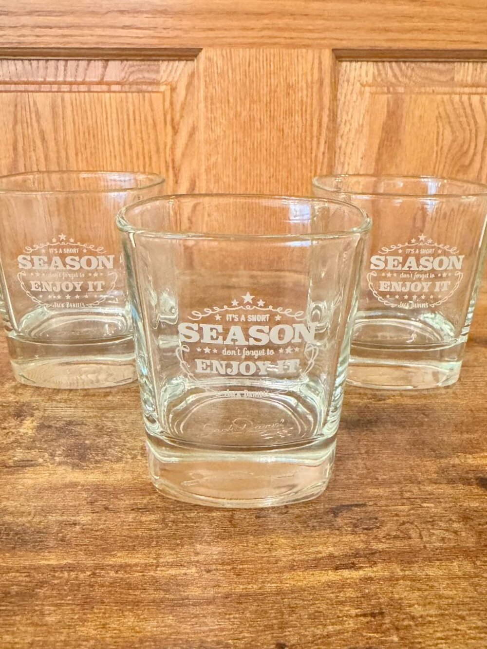 Jack Daniel's Whiskey Glass Square Etched Logo Barware Its a Short Season